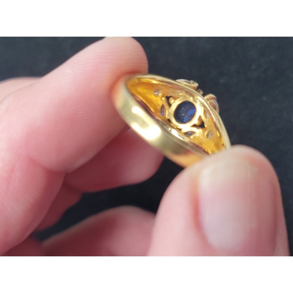 Vintage PD Premier Designs Blue Sapphire Glass Ring Size 7.5 Retro Glam Jewelry - Picture 6 of 8